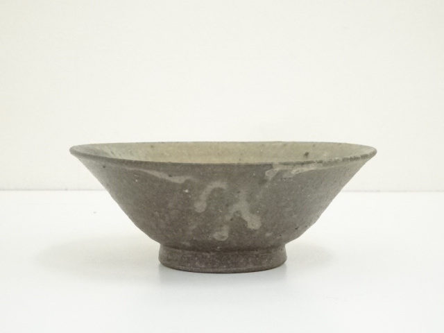 JAPANESE TEA CEREMONY / BIZEN WARE FLAT TEA CHAWAN / ARTISAN WORK